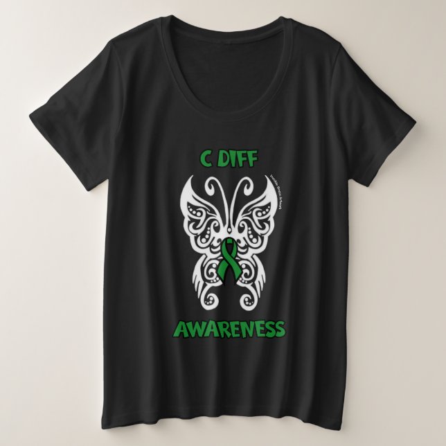 Butterfly/Tribal...C Diff Plus Size T-Shirt (Design Front)
