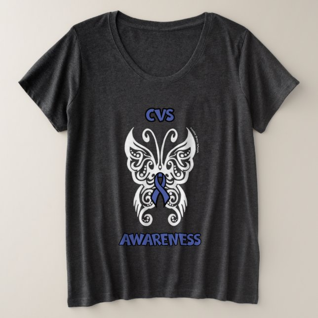 Butterfly/Tribal...CVS Plus Size T-Shirt (Design Front)