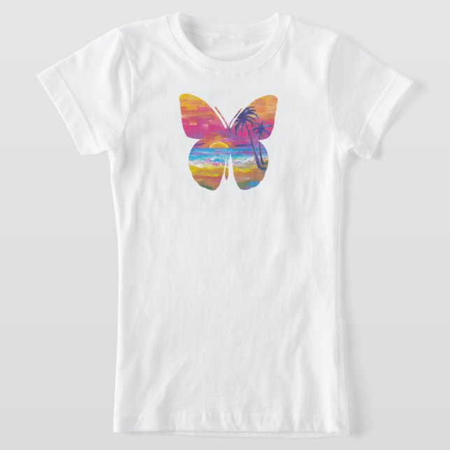 Butterfly tropical sunset T-Shirt (Laydown)