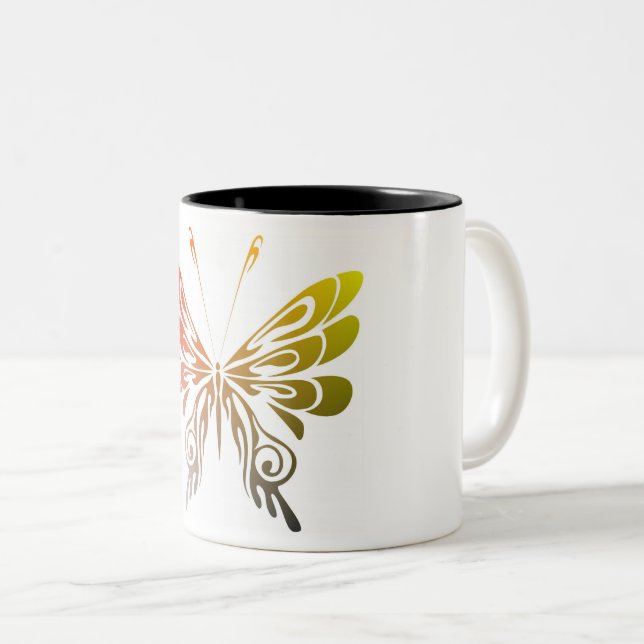 Butterfly Two-Tone Coffee Mug (Front Right)