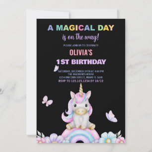 Butterfly Unicorns Birthday Invitations