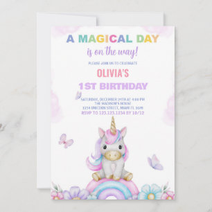 Butterfly Unicorns Birthday Invitations