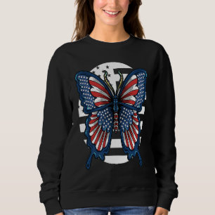 Butterfly USA Flag Cute Fourth Of July Funny Ameri Sweatshirt