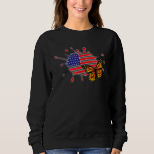 Butterfly Usa Flag Cute Memorial Day American Sweatshirt