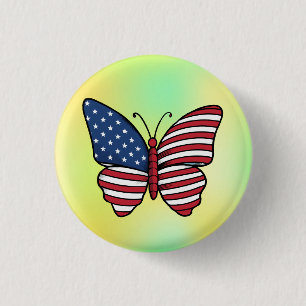Butterfly USA Flag Sublimation-62614 3 Cm Round Badge