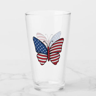 Butterfly USA Flag Sublimation-62614 Glass