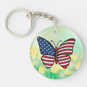 Butterfly USA Flag Sublimation-62614 Key Ring