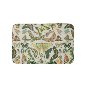 Butterfly Vintage Antique Butterflies Art Bath Mat