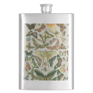 Butterfly Vintage Antique Butterflies Art Hip Flask