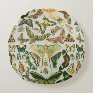 Butterfly Vintage Antique Butterflies Art Round Cushion