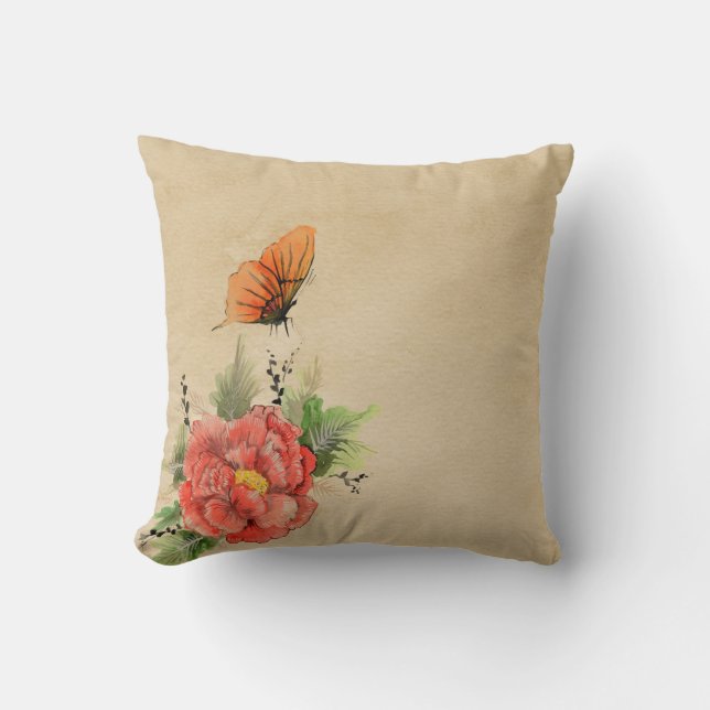 Butterfly vintage decor cushion (Front)