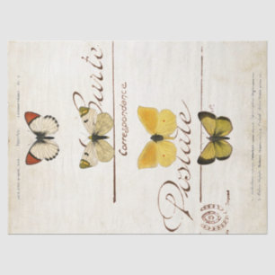 Butterfly Vintage French Carte Postale Decoupage Tissue Paper