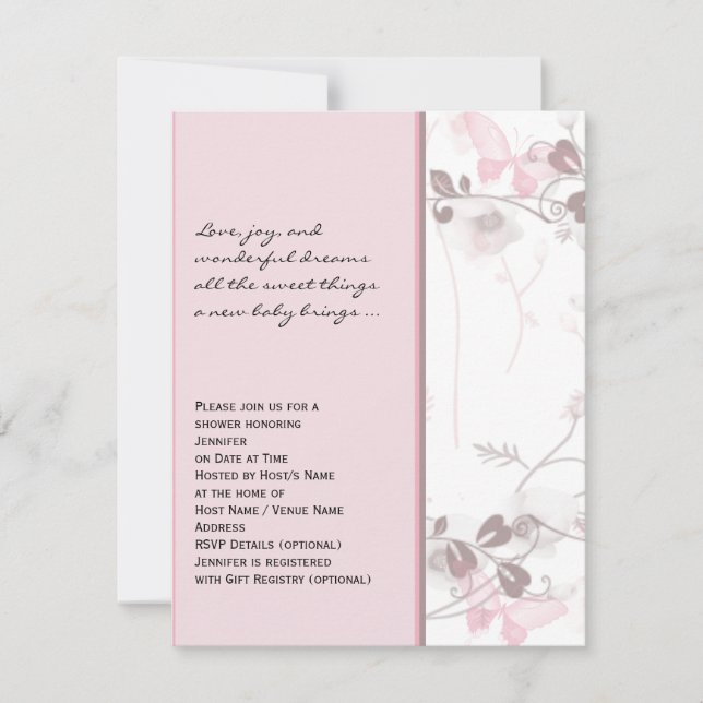 Butterfly Visions in Pink Baby Shower Invitation (Front)