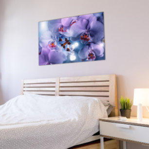 Butterfly Visiting Pink and Purple Orchid Flowers  Poster