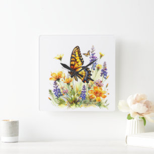 Butterfly Wall Square Wall Clock
