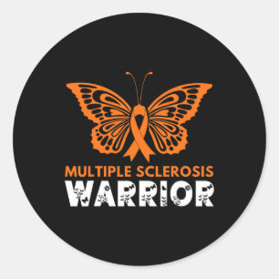 Butterfly Warrior Multiple Sclerosis Awareness Ora Classic Round Sticker