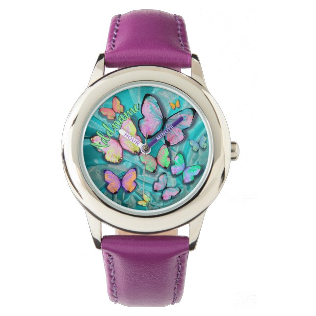 Butterfly Watch! Add Name! Girly Gift! Watch (Front)