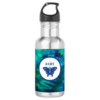 Butterfly Water Bottle Green and Blue Tie-Dye