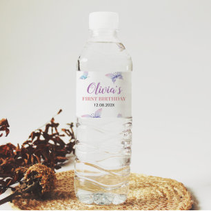 Butterfly Water Bottle Label Birthday Baby Shower