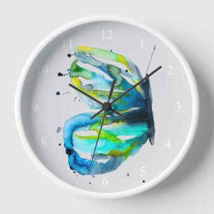 Butterfly watercolor art clock