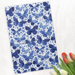 Butterfly Watercolor Blue and White Tea Towel<br><div class="desc">Fresh,  modern and pretty Indigo navy blue and white watercolor butterfly art kitchen tea towel.  Original art by Nic Squirrell.</div>