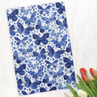Butterfly Watercolor Blue and White