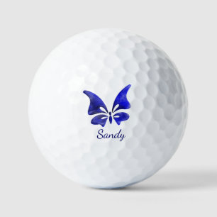 Butterfly watercolor blue deep saturated golf balls