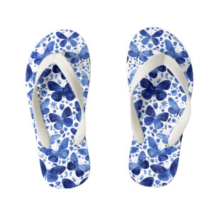 Butterfly Watercolor Blue Kid's Jandals