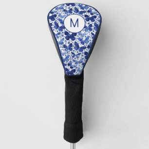 Butterfly Watercolor Blue Monogram Initial Golf Head Cover