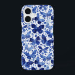Butterfly Watercolor Blue Pattern iPhone 16 Case<br><div class="desc">Indigo blue and white watercolor butterfly painting. Protect and prettify your phone at the same time!  Original art by Nic Squirrell.</div>