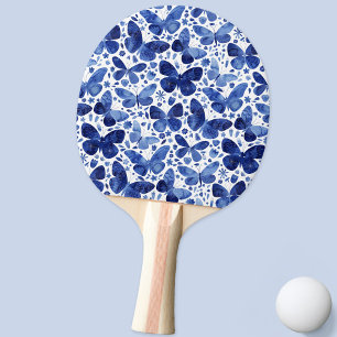 Butterfly Watercolor Blue Ping Pong Paddle