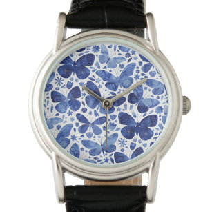 Butterfly Watercolor Blue Watch