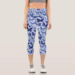 Butterfly Watercolor Indigo Blue Capri Leggings<br><div class="desc">Indigo blue and white watercolor butterfly painting.  Original art by Nic Squirrell.</div>