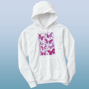 Butterfly Watercolor Magenta Pink Hoodie
