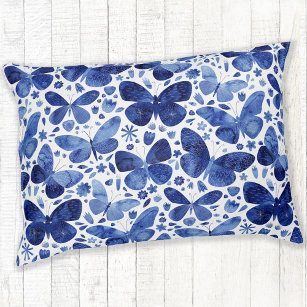 Butterfly Watercolor Navy Indigo Blue Pet Bed