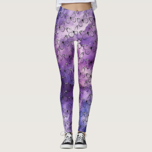 Butterfly Watercolor Pattern Purple Leggings