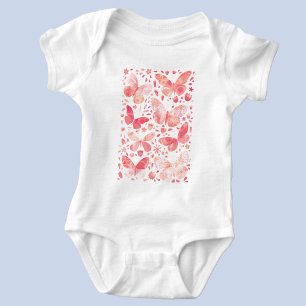 Butterfly Watercolor Pink Baby Bodysuit