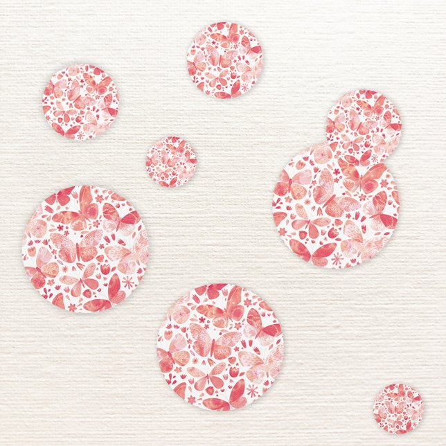 Butterfly Watercolor Pink Confetti (Coral peach pink butterfly pattern modern table confetti)