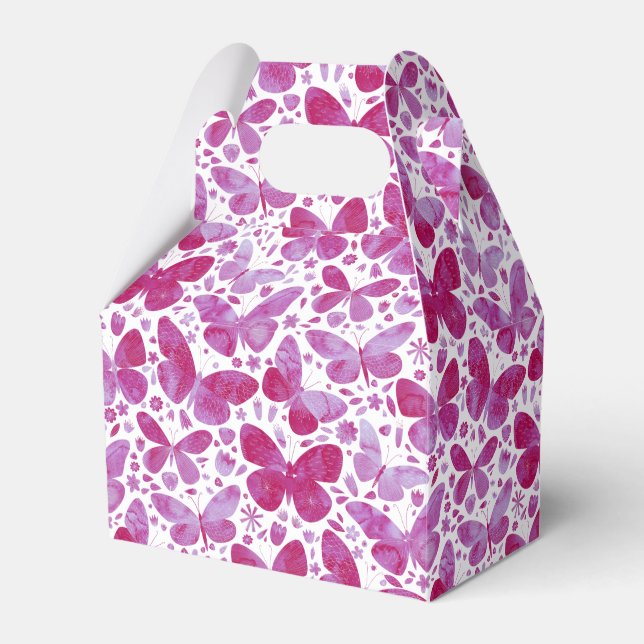 Butterfly Watercolor Pink Favour Box (Front Side)