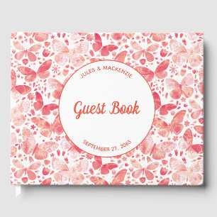 Butterfly Watercolor Pink Guest Book