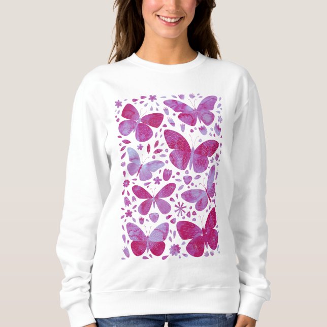 Butterfly Watercolor Pink Sweatshirt (Front)