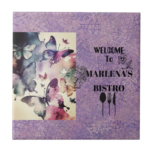 Butterfly Watercolor Tile (Front)