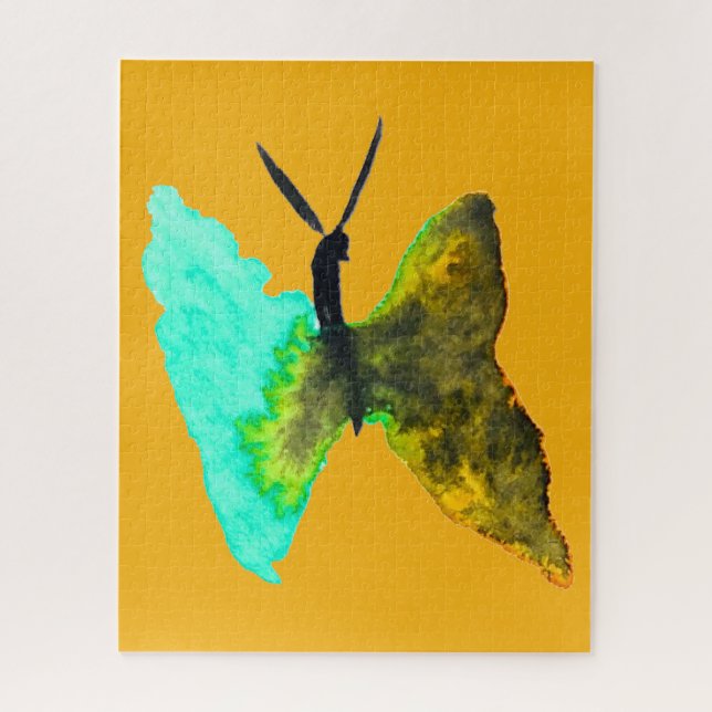 Butterfly watercolour aqua pretty jigsaw puzzle (Vertical)