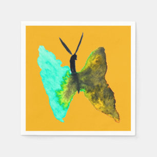 Butterfly watercolour aqua pretty napkin