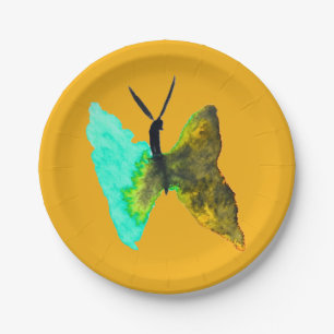 Butterfly watercolour aqua pretty paper plate
