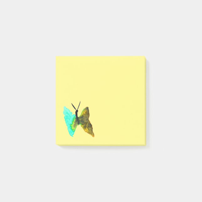Butterfly watercolour aqua pretty post-it notes (Front)