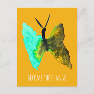 Butterfly watercolour aqua pretty postcard