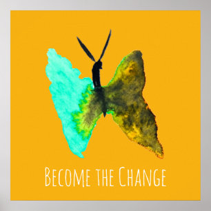 Butterfly watercolour aqua pretty poster