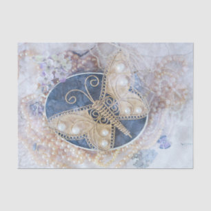 Butterfly Wedding Bridal White Gold Decoupage Tissue Paper