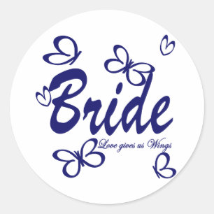 Butterfly Wedding/ Bride Classic Round Sticker